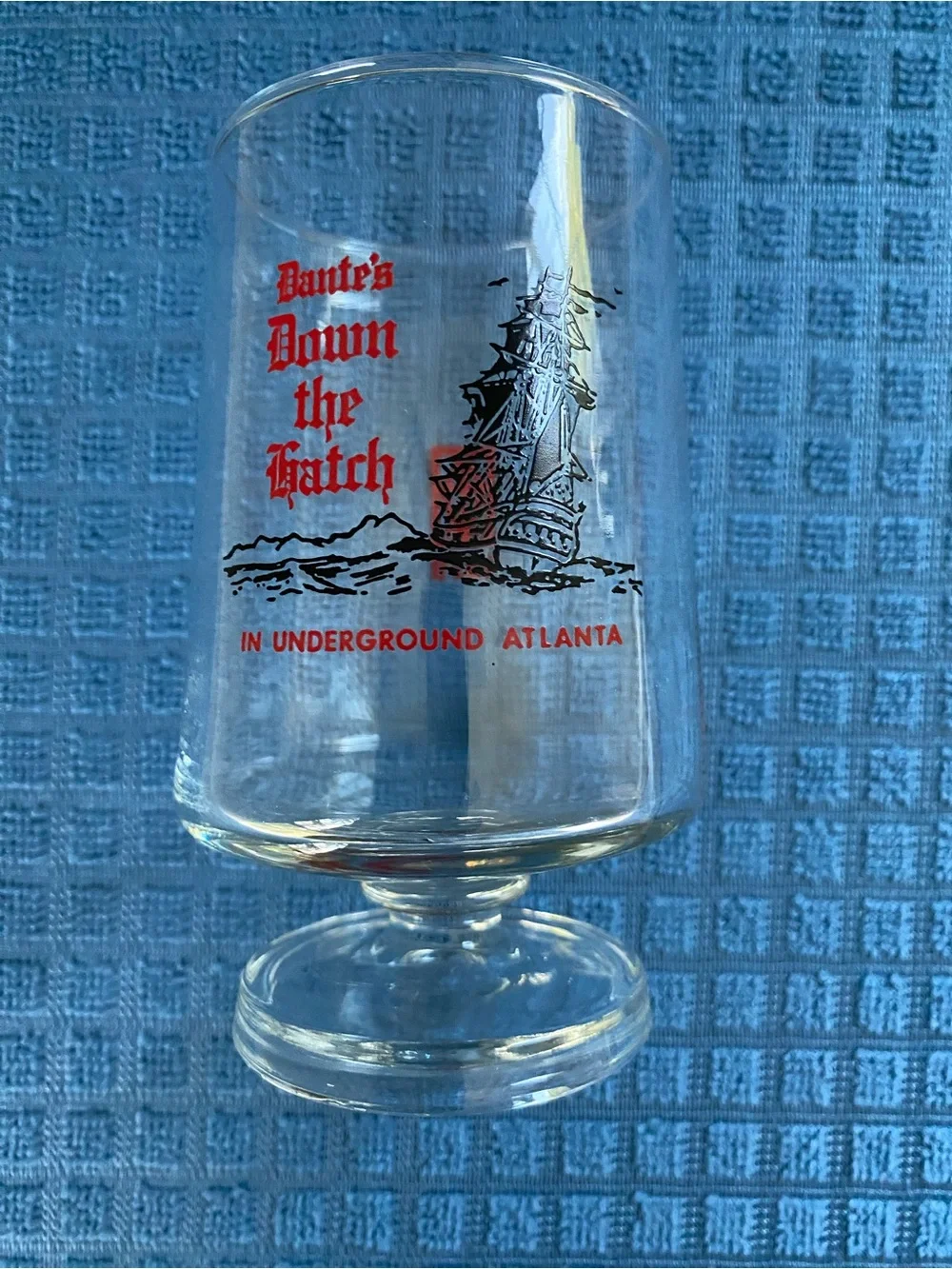 Vintage 1979 Dante’s Down the Hatch Atlanta 12 Oz Footed Drink Glass Goblet